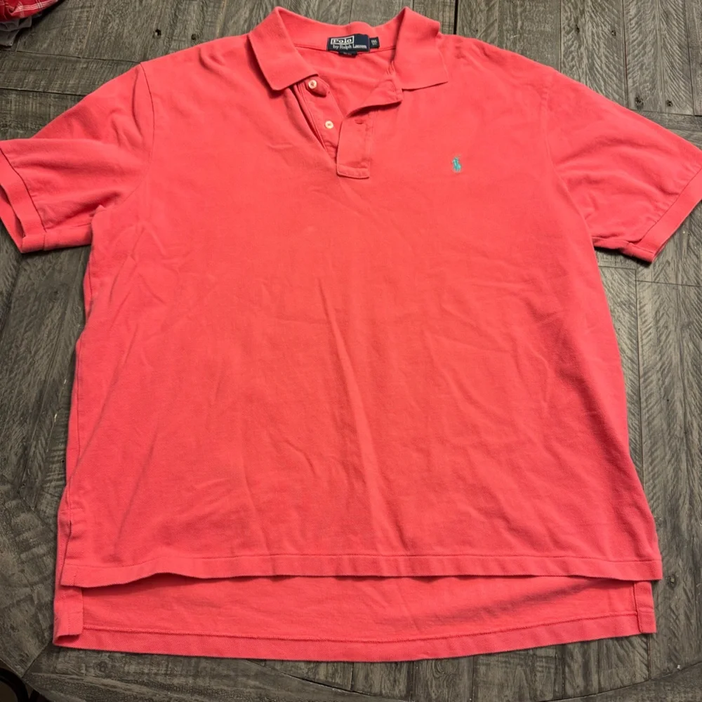 Vtg Polo Ralph‎ Lauren Polo Shirt Mens 1XL Pink Coral Pony Short Sleeve